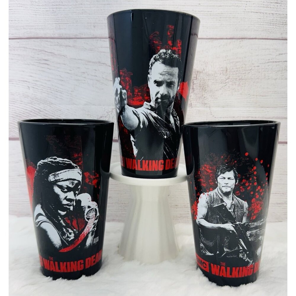 AMC The Walking Dead Novelty Pint Drinking Tumbler Glasses Cup - 3 Pc Set